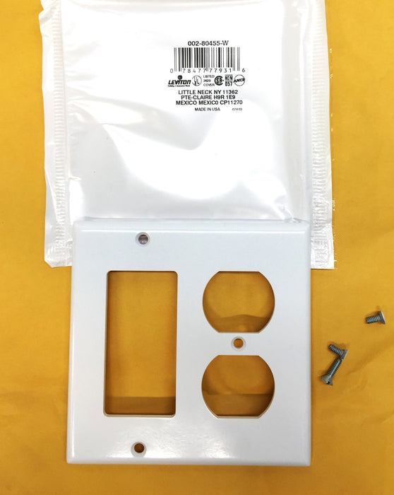 Leviton Smooth White 2-Gang/1-Switch Wall Plate 80455-W [Lot of 25] NOS
