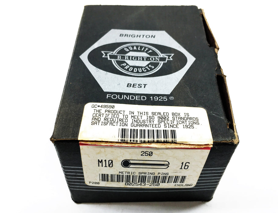 Brighton-Best M10 x 16 Metric Spring Pins 802543-250 [Lot of 30] NOS