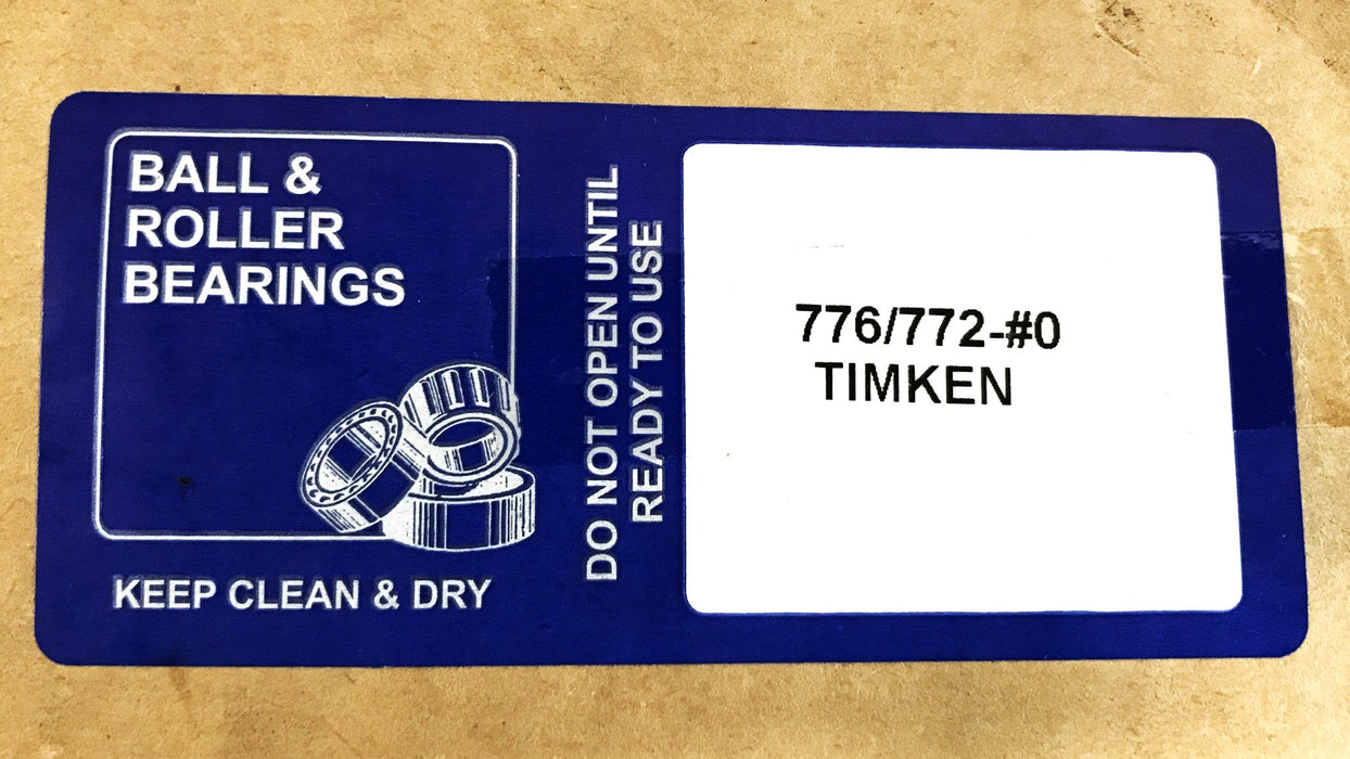 Timken Tapered Roller Bearing Cone and Cup Assembly 776/772 NOS