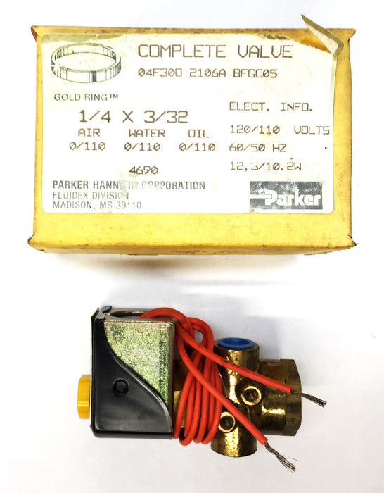 Parker Gold Ring 1/4" x 3/32" Complete Valve 04F30O2106ABFGC05 NOS