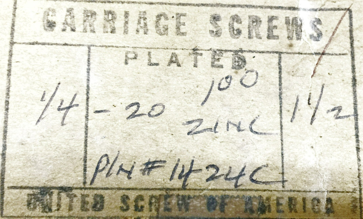 United Screw of America 1/4-20X1-1/2"(5306-03) Carriage Screw 1424C (90pcs) NOS