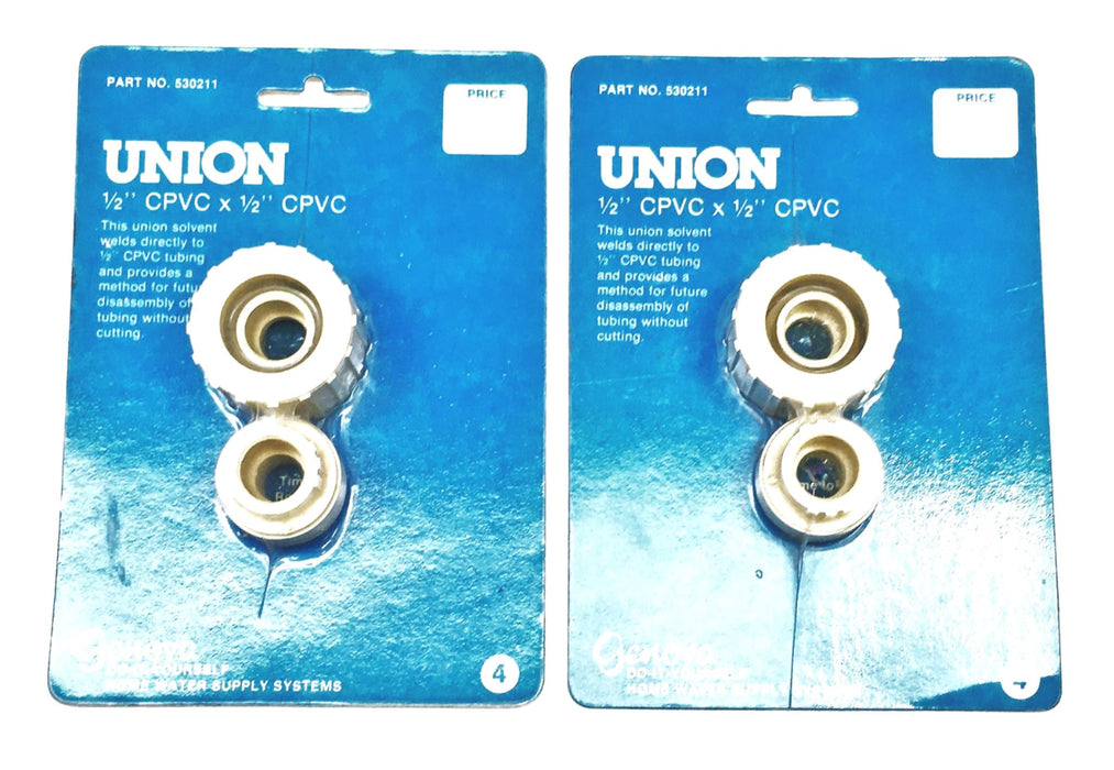 Genova 1/2 Inch CPVC Union Solvent 530211 [Lot of 2] NOS