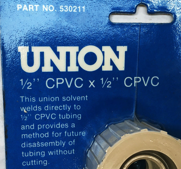 Genova 1/2 Inch CPVC Union Solvent 530211 [Lot of 2] NOS