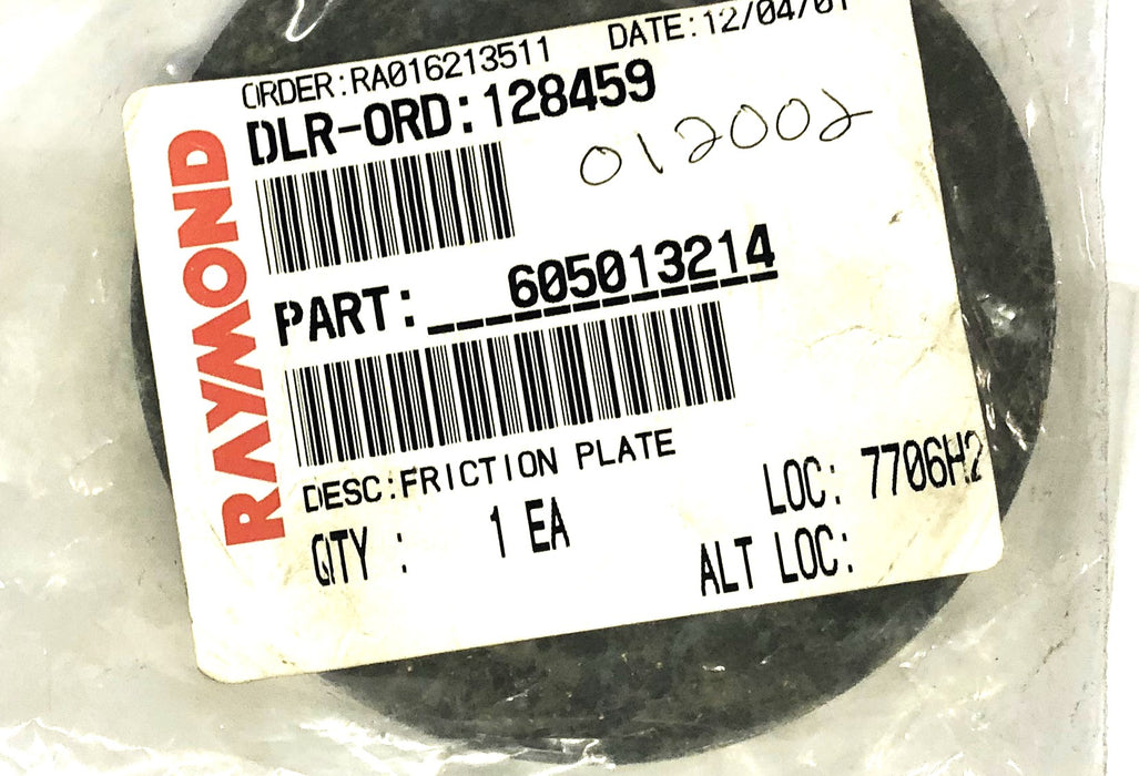Raymond Friction Plate 605-013-214 NOS