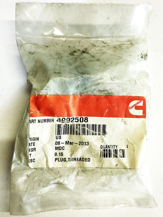 Cummins Threaded Plug 4992508 [Lot of 2] NOS