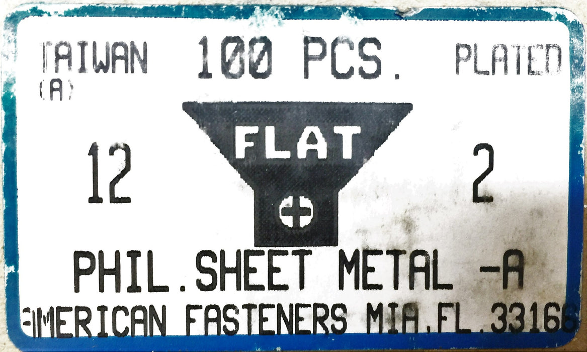 American Fasteners 12 x 2" Philips Sheet Metal 5305-110 (100pcs.) NOS