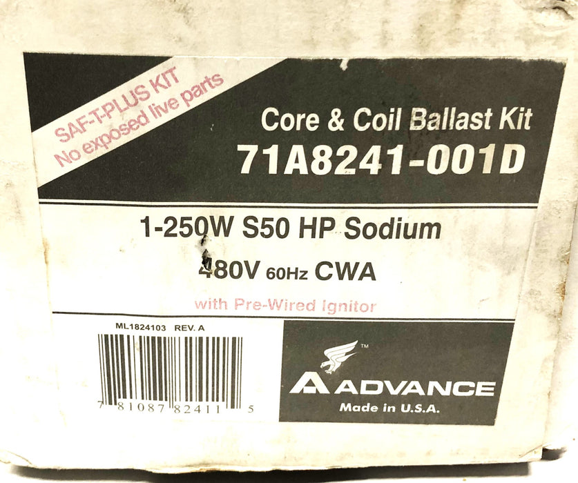 Advance HP Sodium Core And Coil Ballast Kit Missing Capacitor 71A8241-001D NOS