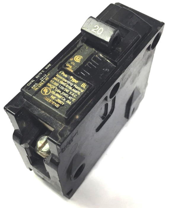 ITE SIEMENS Circuit Breaker 20A 1 POLE TYPE BL120/240 V.A.C