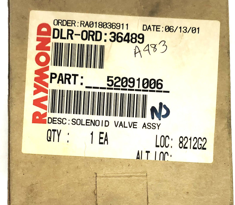 Raymond Solenoid Valve Assembly 520-910-06 NOS