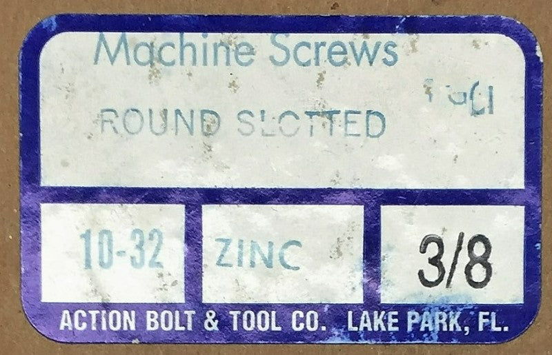 Action Bolt & Tool 10-32 X 3/8" Round Slotted Screw 5305-293 (200pcs) NOS
