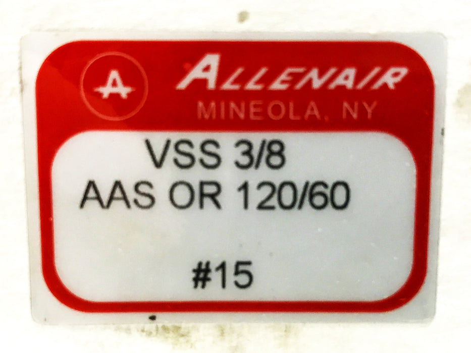 Allenair 3/8 inch Double Solenoid Valve Assembly VDS3/8-AAS60/120 NOS