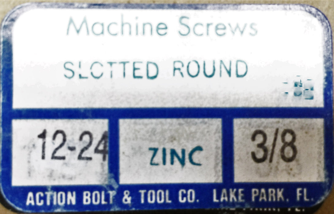 Action Bolt and Tool 12-24X3/8 Slotted Round Machine Screw 5305-311 (500pcs) NOS