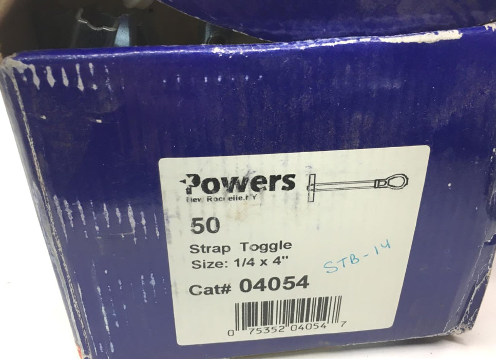 Powers Fasteners 04054 White Strap Toggle Hollow Wall Anchor Box of 50 NIB