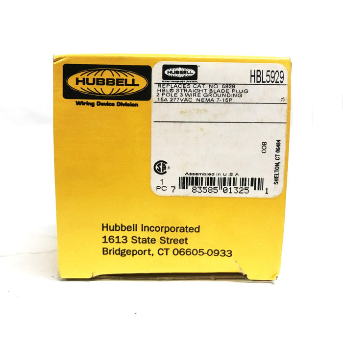 Hubbell 3-Wire Industrial Straight Blade Plug HBL5929 [Lot of 2] NOS