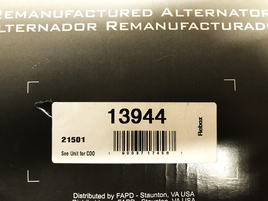 Benchmark/Remy Remanufactured Alternator 13944/21501 REMANUFACTURED