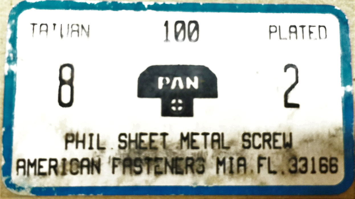 American Fasteners Phillips Sheet Metal Screw 8X2" 5305-60 (100pcs) NOS