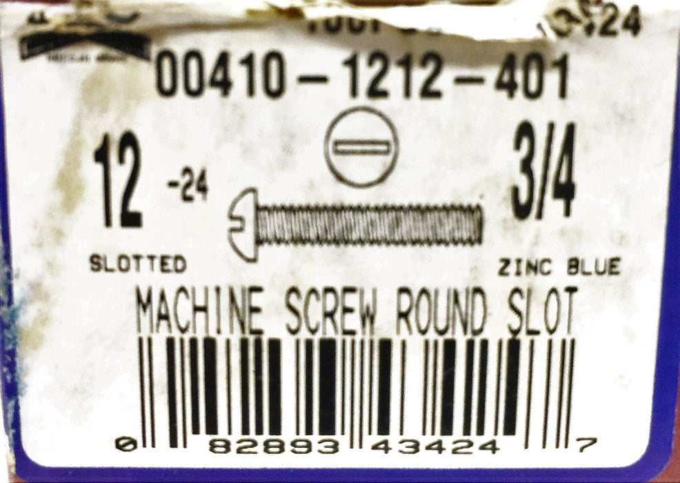 PFC Zinc Machine Screw 5305-317 Round Slot 12-24X3/4 (200pcs.) NOS