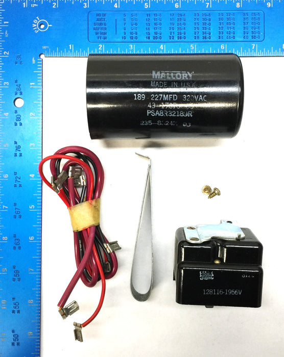 Mallory 320VAC Capacitor and Essex Relay Start Kit 189-227MFD (128116-1956V) NOS