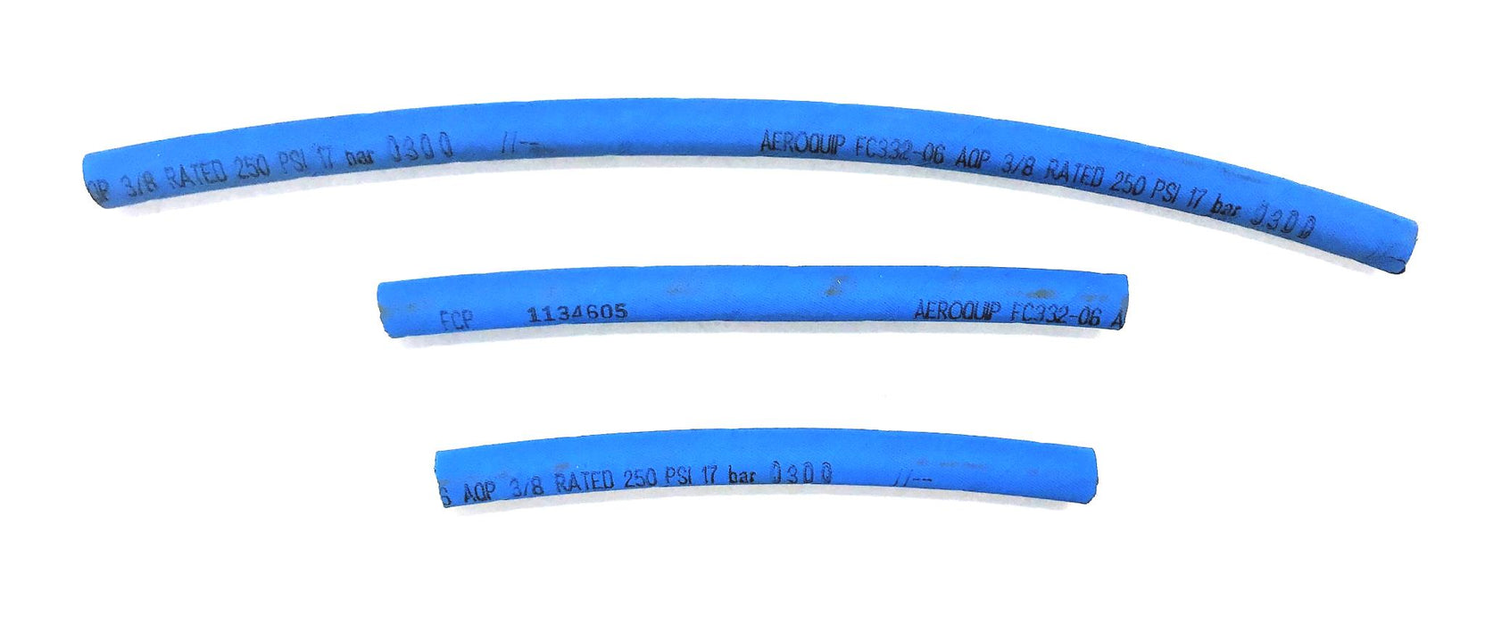 AEROQUIP BLUE TEXTILE LOW PRESSURE HOSE 3/8" ID 29" TOTAL(3PCS) FC332-06 NOS