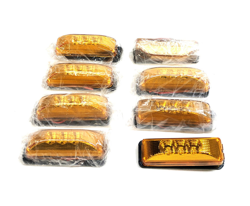 Unbranded Universal 12V 2 Wires 3.9" Amber Side Marker Light 3LED [Lot of 8] NOS