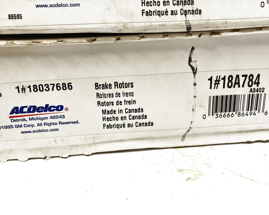 ACDelco Brake Rotor 18A784 (18037686) NOS