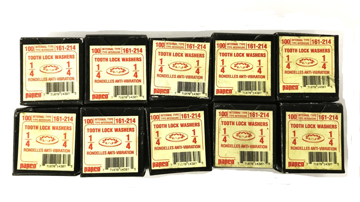 Papco 1/4" Tooth Lock Washers, Box of 100, 161-214 [Lot of 10] NOS