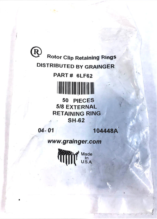 GRAINGER ROTOR CLIP RETAINING RINGS 6LF62 [LOT OF 50] NOS
