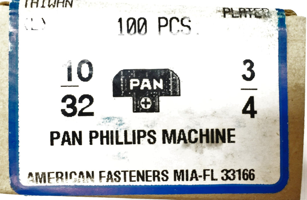 American Fastener 10/32 X 3/4" Pan Head Phillips Screw 5305-299 (100pcs) NOS