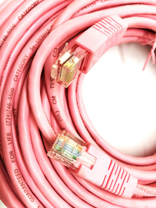 Black Box 100' Pink CAT5e Patch Cable w/Molded Boots EVNSL26E-0100 NOS