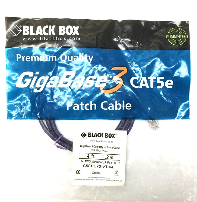 Black Box 4' Violet GigaBase 3 CAT5e Patch Cable C5EPC70-VT-04 [Lot of 10] NOS