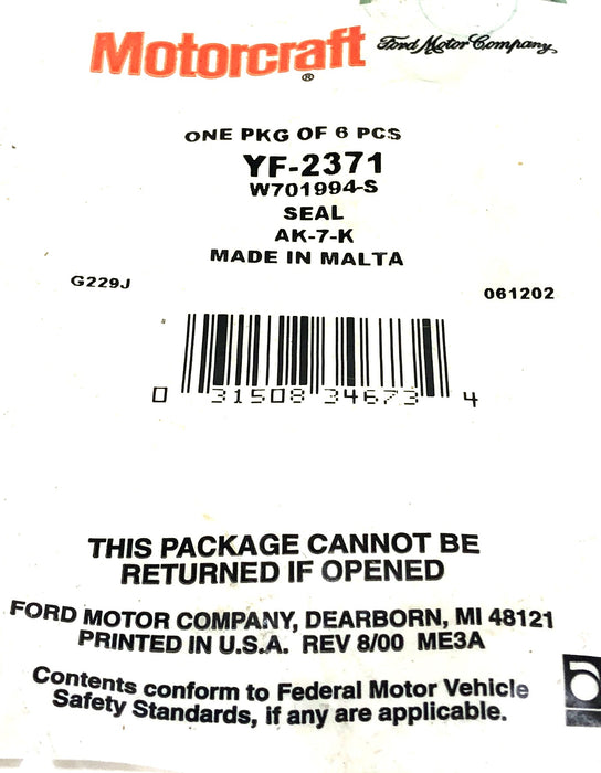 Ford Motorcraft 6 Piece Seal YF-2371 (W701994-S) [Lot of 3] NOS