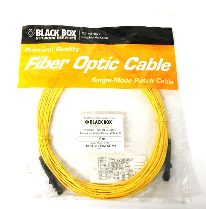 Black Box 32.81' Yellow Fiber-Optic Cable Assembly EFP310-010M-MTMT NOS