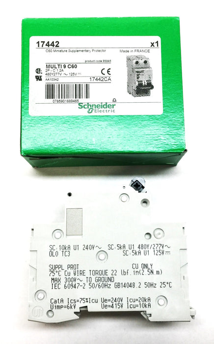 Schneider Multi9 C60 Miniature 2-Pole Circuit Breaker 17442 [Lot of 6] NOS