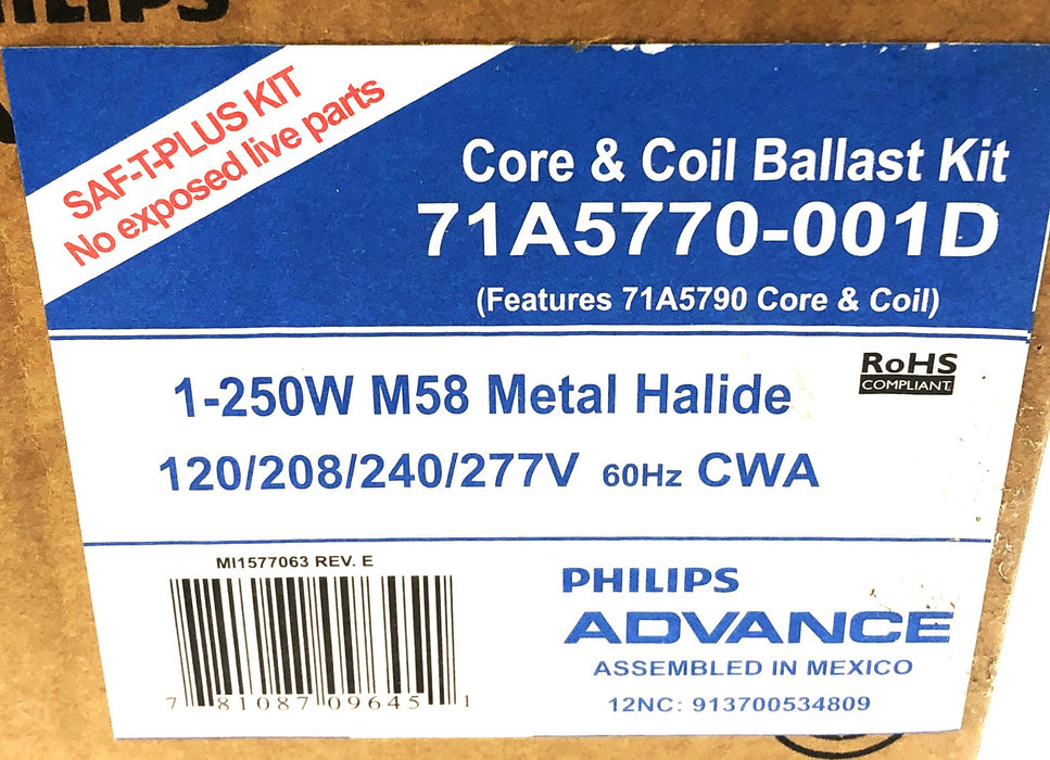 Philips Advance Core and Coil Metal Halide Ballast Kit 71A5770-001D -NOS-