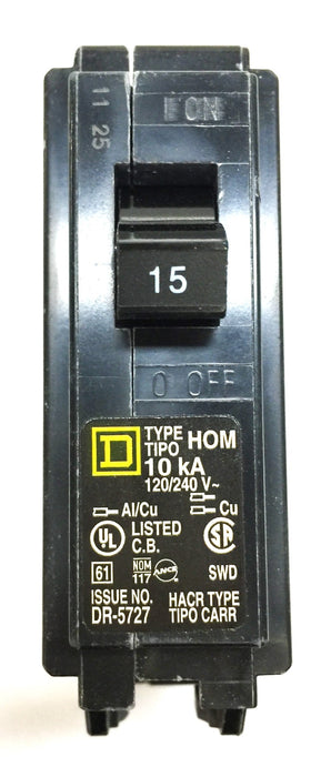 SQUARE D 15Amp Circuit Breaker Type HOM DR-5727 (X1043) [Lot of 5] NOS