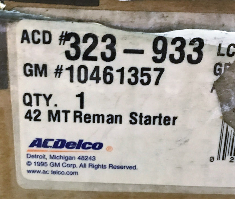 ACDelco"42 Series" Re-Manufactured Starter Motor Assembly 323-933 (10461357) NOS