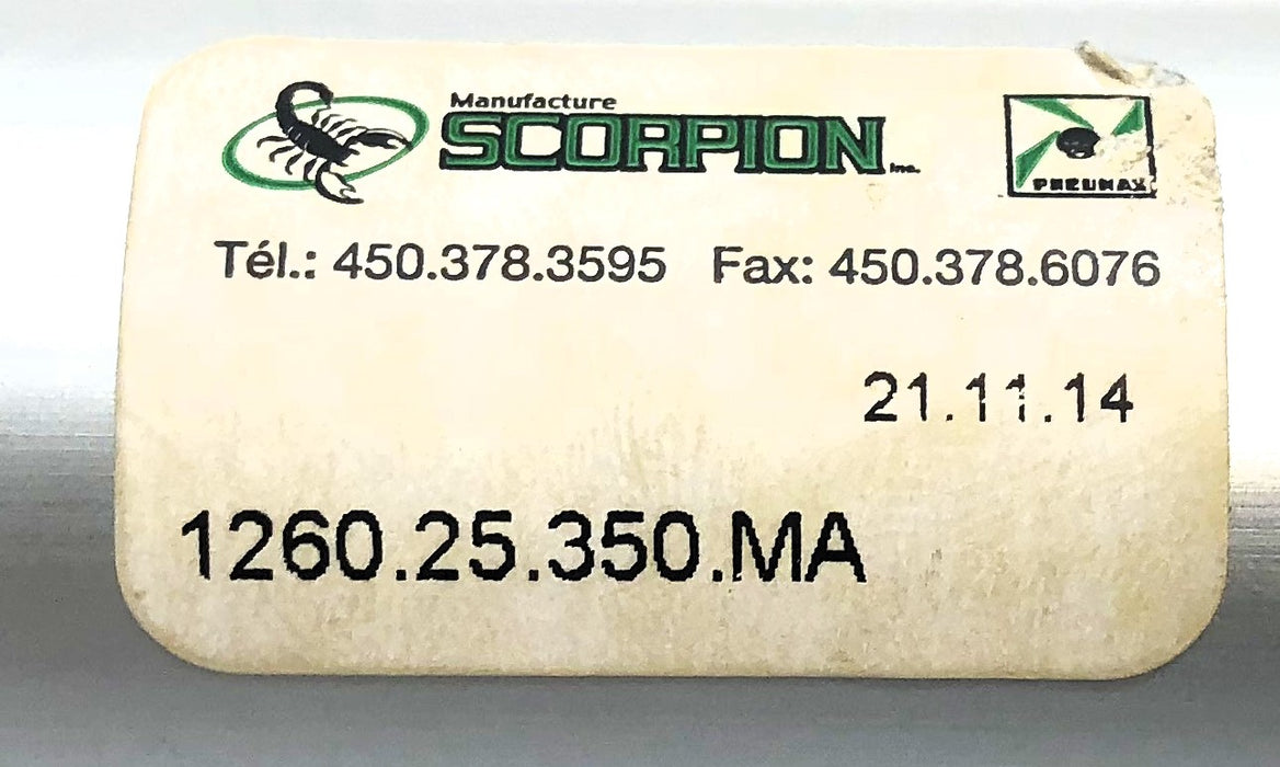Pneumax Scorpion Pneumatic Cylinder 1260.25.350.MA NOS