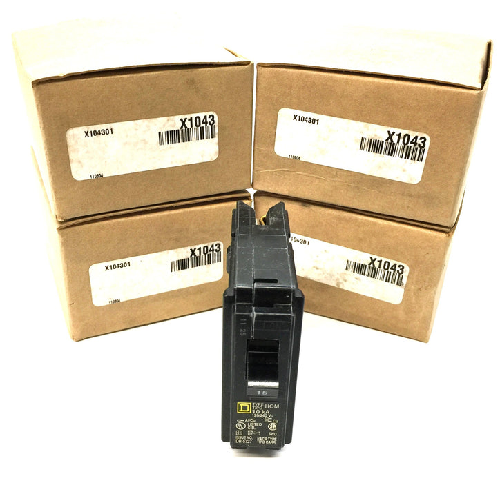 SQUARE D 15Amp Circuit Breaker Type HOM DR-5727 (X1043) [Lot of 4] NOS