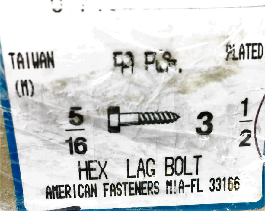 American Fasteners 5/16-18X3-1/2" Plated Hex Cap Screw 5305-361 (37pcs) NOS