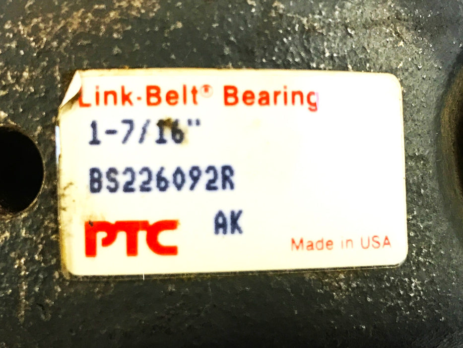 Link-Belt Bearing Roxnord 1-7/16 inch Pillowblock Bearing Housing BS226092R NOS