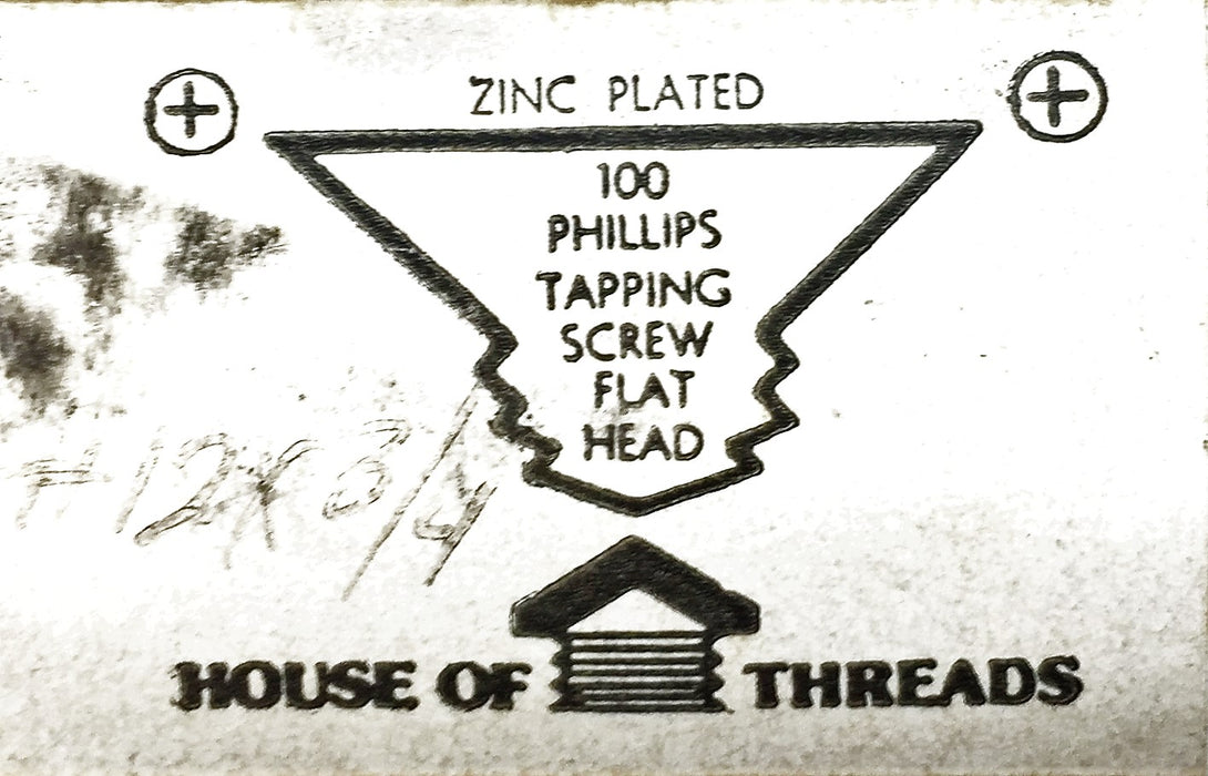 House of Threads 12 x 3/4" Phillips Tapping Screw Flat Head 5305-98 (300pcs) NOS