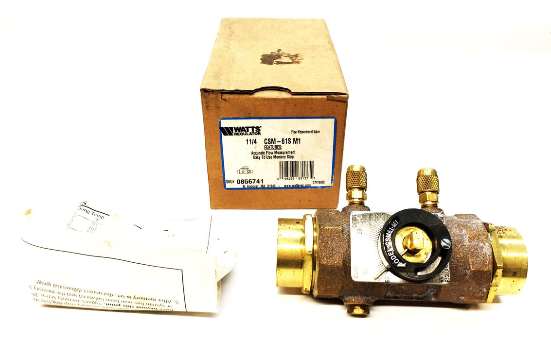 Watts Flow Measurement 1-1/4" Valve CSM-61S M1 (0856741) NOS