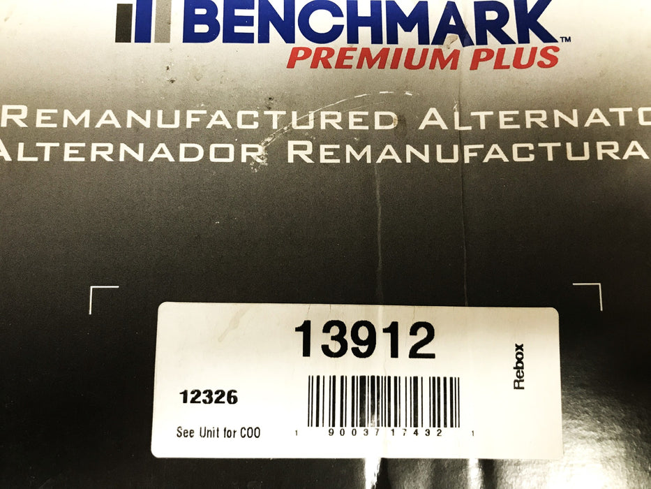 Benchmark/Remy Remanufactured Alternator 13912/12326 REMANUFACTURED
