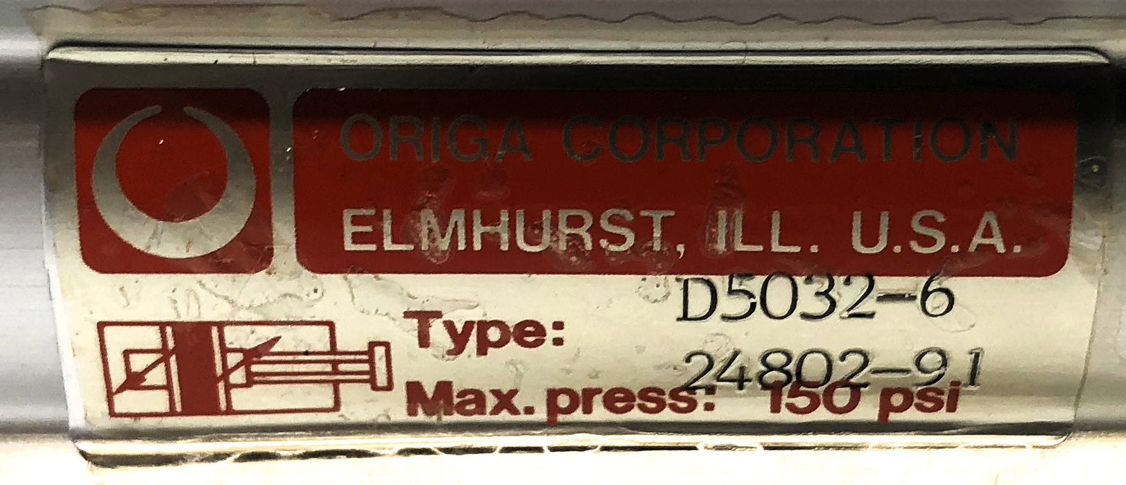 Origa Max.press 150 PSI Pneumatic Cylinder D5032-6 NOS