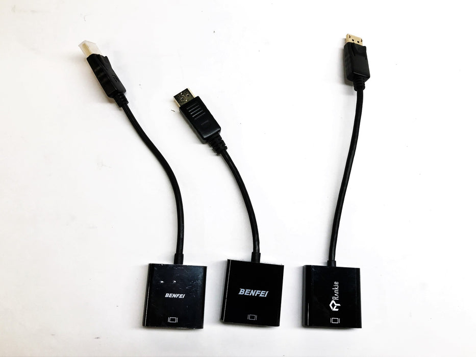 Benfei/Rankie Display Port to VGA Adapter DANBNBC084 [Lot of 3] NOS
