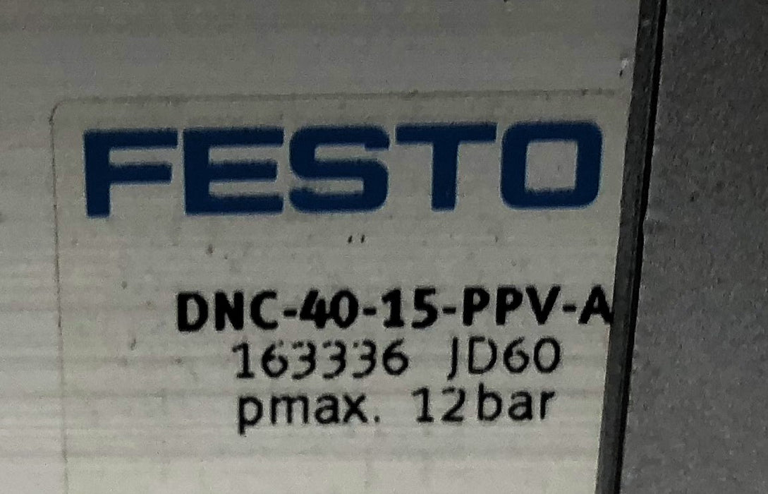 Festo 12 Bar Pmax Pneumatic Cylinder DNC-40-15-PPV-A NOS