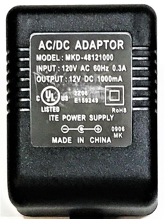 Unbranded 12-Volt 1-Amp AC Power Supply/Adapter MKD-48121000 [Lot of 2] USED