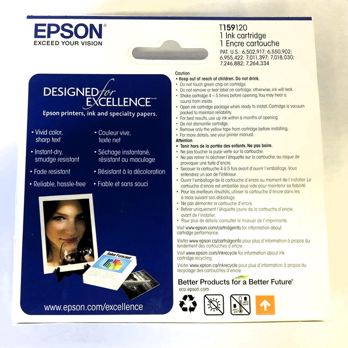 Epson 159 Photo Black Ink Cartridge T159120 [Lot of 3] NOS