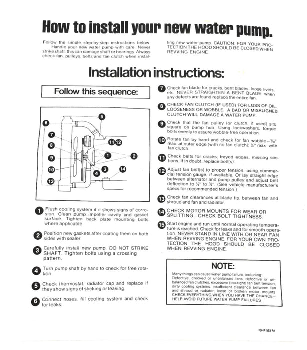 Napa Water Pump Missing Gasket 145-1310 NOS