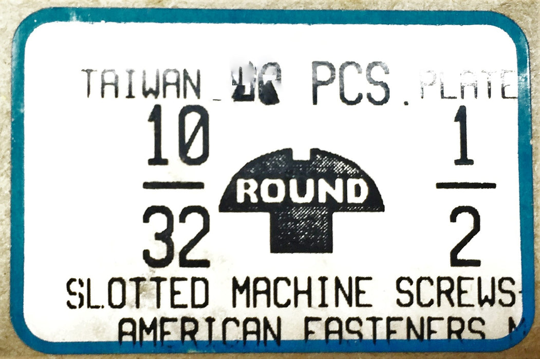 American Fasteners 10/32 X1/2" Round Slotted Machine Screw 5305-295 (500pcs) NOS